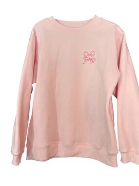 White Fox Boutique Classic Crewneck Sweatshirt - Light Pink Bow XS/S